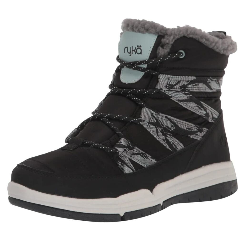 Ryka Womens Akron Ankle Boots Size 7.5 Wide Black Water Resistant Outdoors NIB